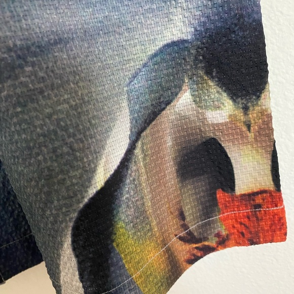 Iise Floral Blue Camp Shirt Orchid Print Short Sleeve Button Up Lightweight - Picture 7 of 10